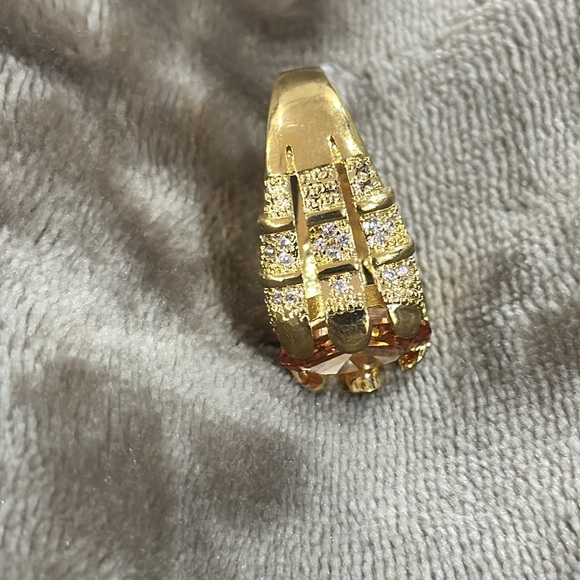 Mens Solitaire Champagne Cz Yellow Gold Plated Wedding Rings Gift Ring size 8/9 - Picture 14 of 17